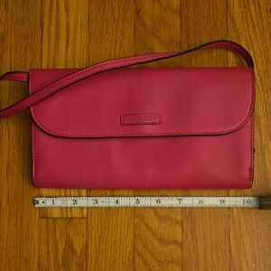 Vintage Vera Bradley Pink Leather Clutch Black & White Interior